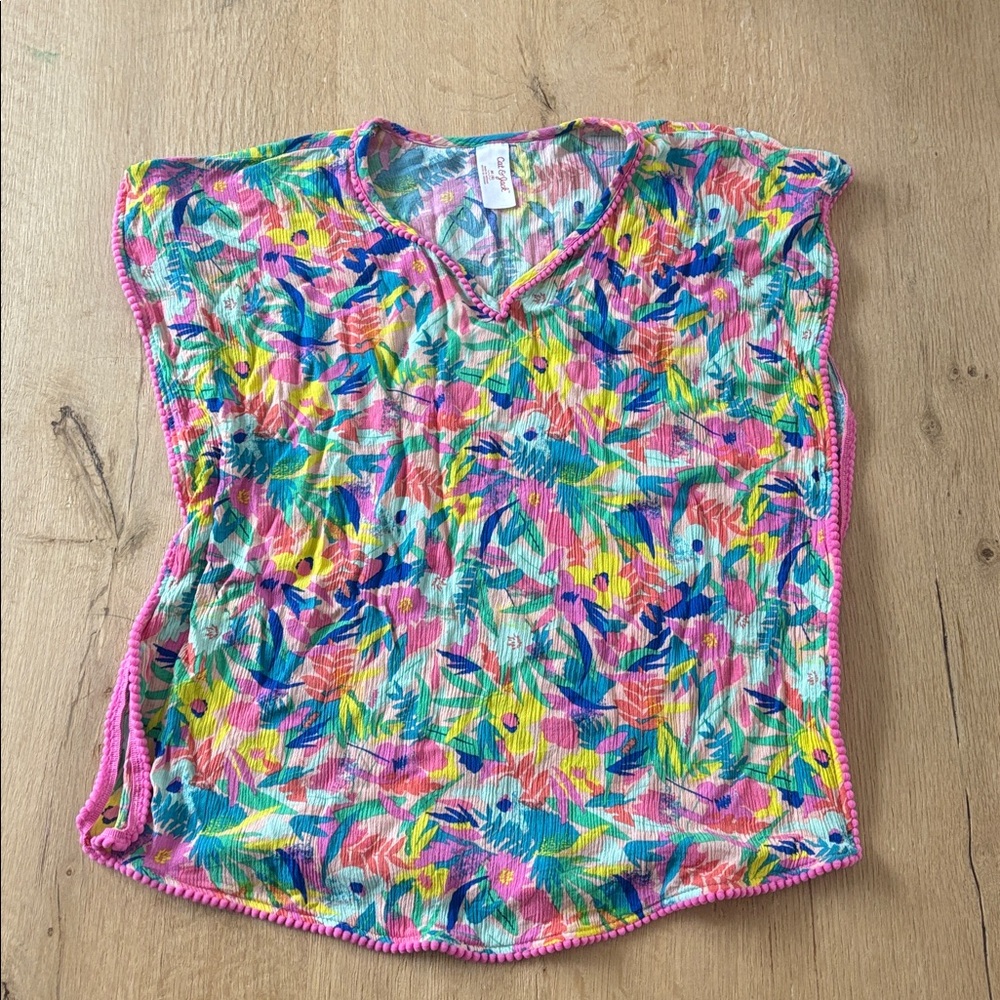 Cat & Jack Girls Floral Swim Caftan size M 8